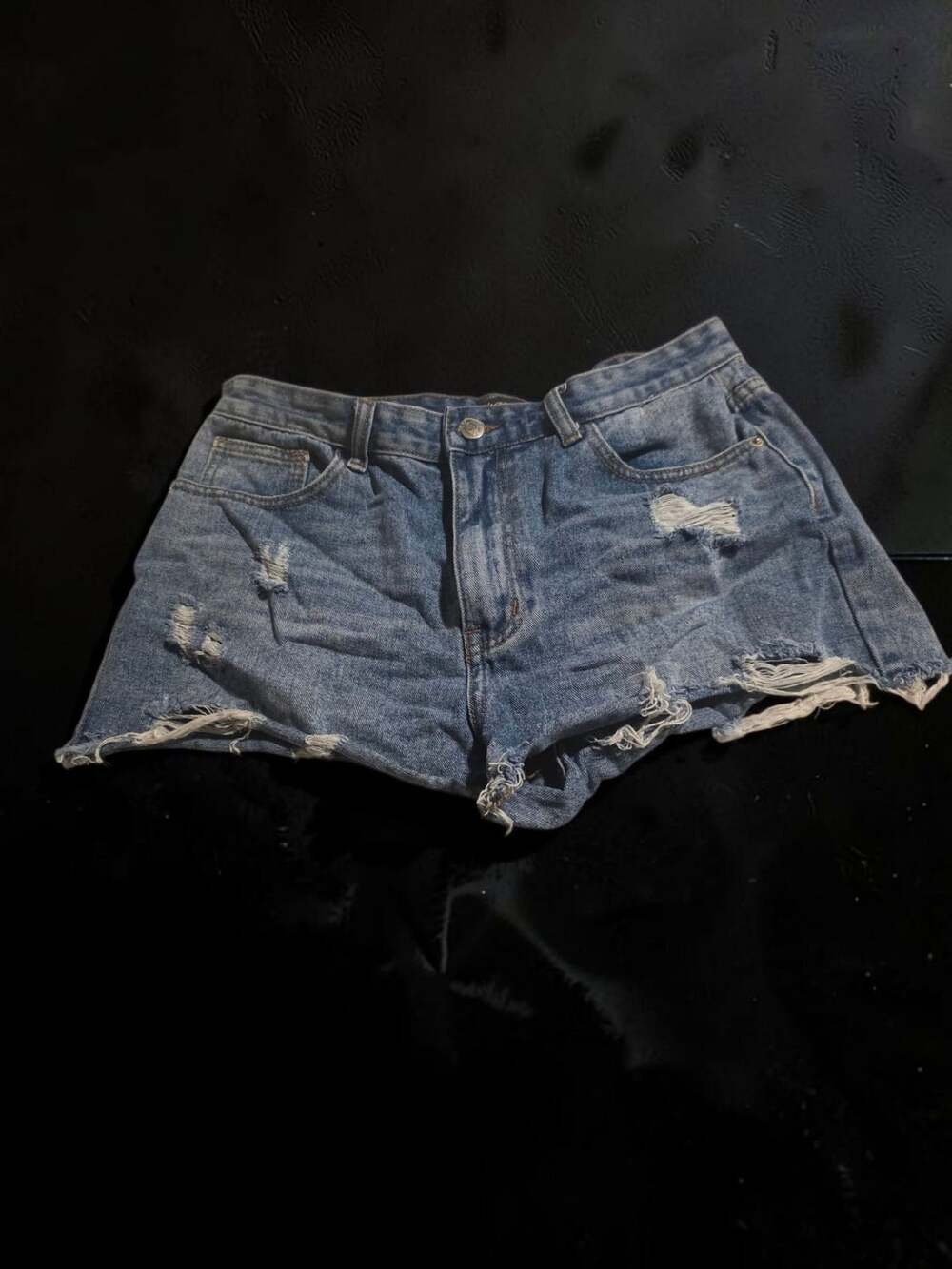 Nasty Gal Distressed Denim Shorts Blue